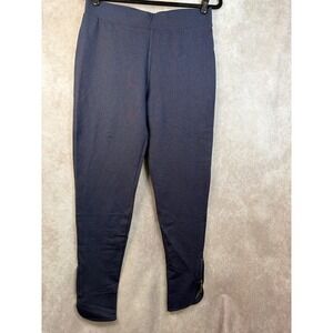 NWT IMAN‎ Women's Dark Wash Denim Look Stretch Leggings Zipper Ankle Size L